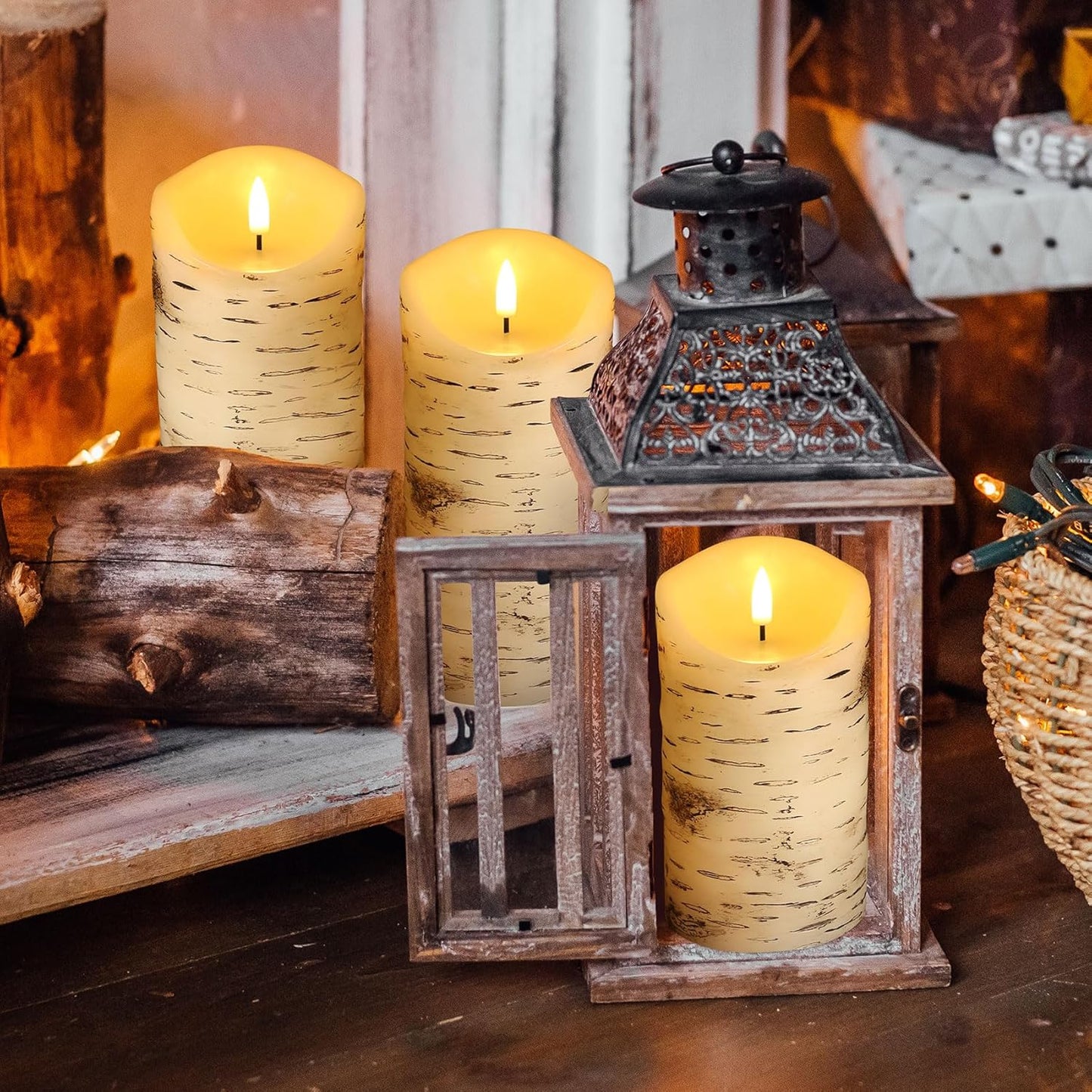 Eywamage Ivory Flameless Pillar Candles with Remote, Flickering Realistic LED Battery Wax Candles Set of 3, Φ 3" H 4" 5" 6"