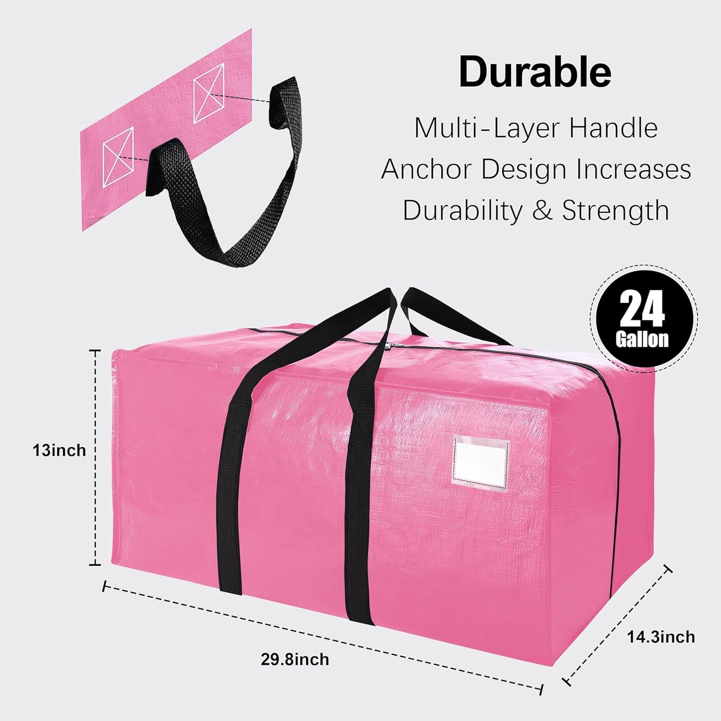 VELVETSURE Heavy Duty Extra Large Moving Bags W/Backpack Straps - Strong Handles & Zippers, Storage Totes For Space Saving, Fold Flat, Alternative to Box and Bin (Set of 6, Multicolor)