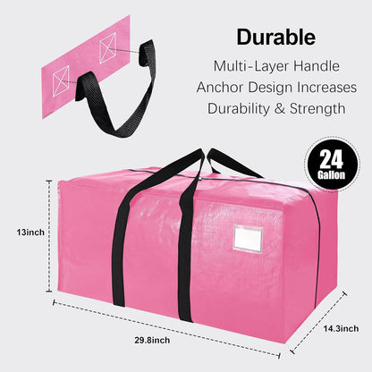 VELVETSURE Heavy Duty Extra Large Moving Bags W/Backpack Straps - Strong Handles & Zippers, Storage Totes For Space Saving, Fold Flat, Alternative to Box and Bin (Set of 6, Multicolor)