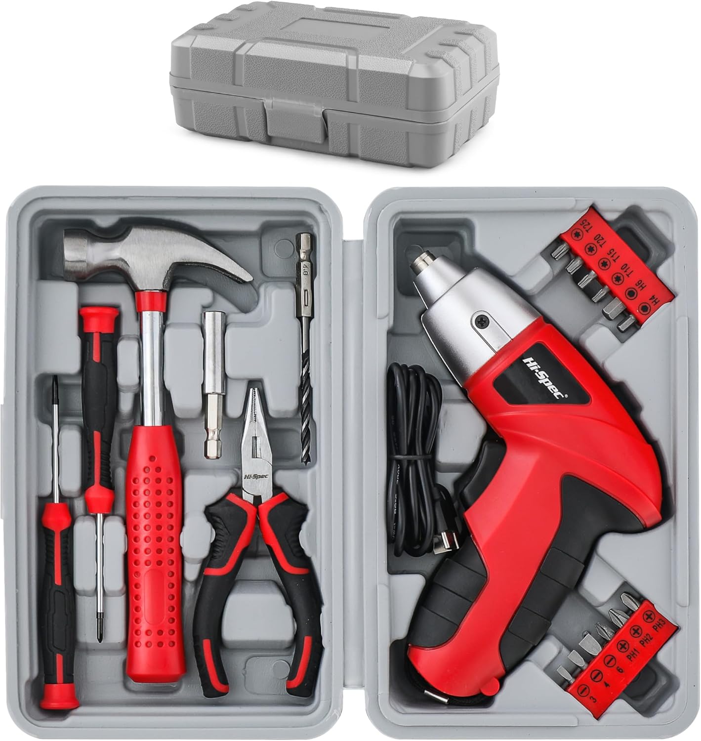 Hi-Spec Cordless Electric Screwdriver, Power Screw Driver Set with Pink Compact Tool Kit for Small Repair and Maintenance- Ideal Housewarming Gift,19 Piece