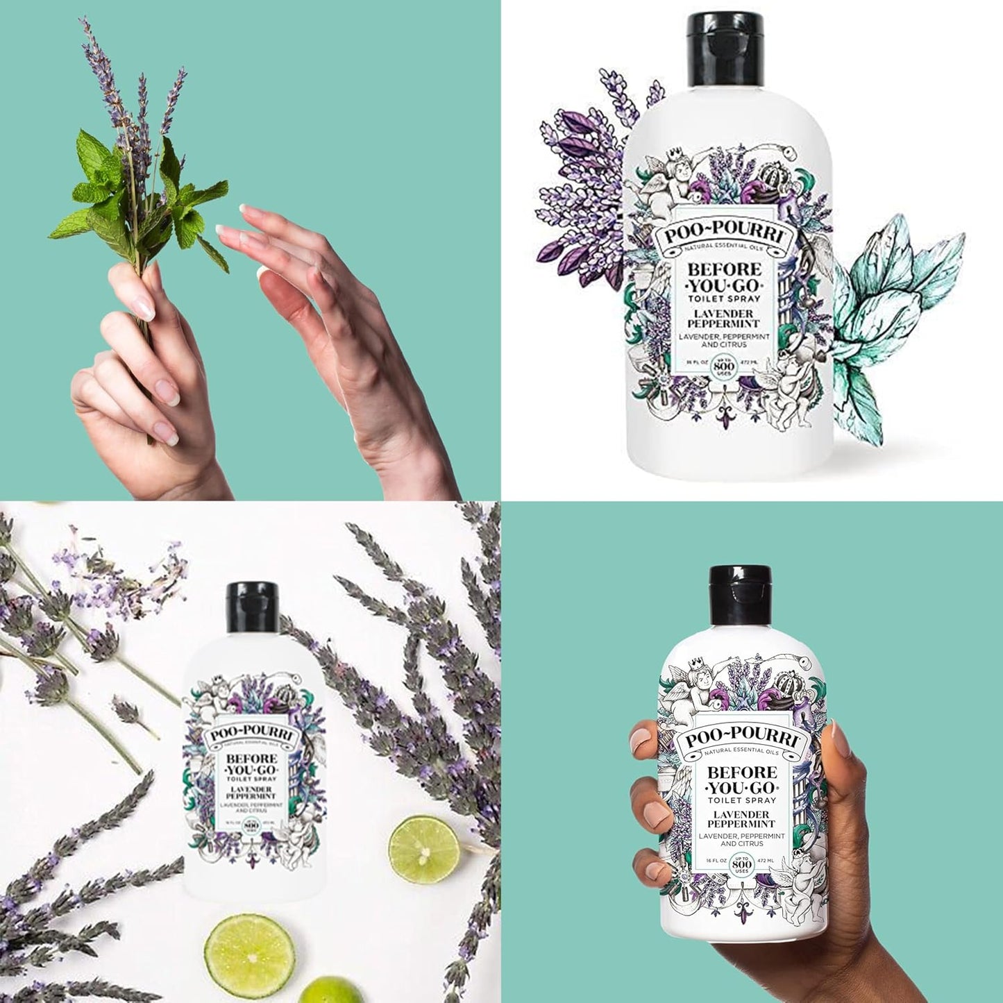 Poo-Pourri Before-You-Go Toilet Spray, Lavender Peppermint, 2 Fl Oz, Up to 100 Uses, Bathroom Odor Deodorizer, Plant-Based with Essential Oils for Home or Work, Travel Essentials, TSA Approved Size