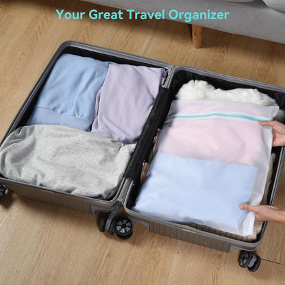 OTraki Large Mesh Laundry Bags 28x35 inch Zipper Mesh Lingerie Bags for Washing Delicates Net Laundry Mesh Bag Machine Washable for Dorm Hotel Camp Don't Drying, Melting 140-176℉, White