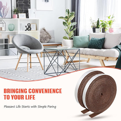 Zonon 4 Rolls 120 Inch Felt Strip with Adhesive Backing Felt Tapes Furniture Strip Rolls Self Stick Heavy Duty Polyester for Protecting Furniture and DIY Adhesive(Black,0.5 Inch)