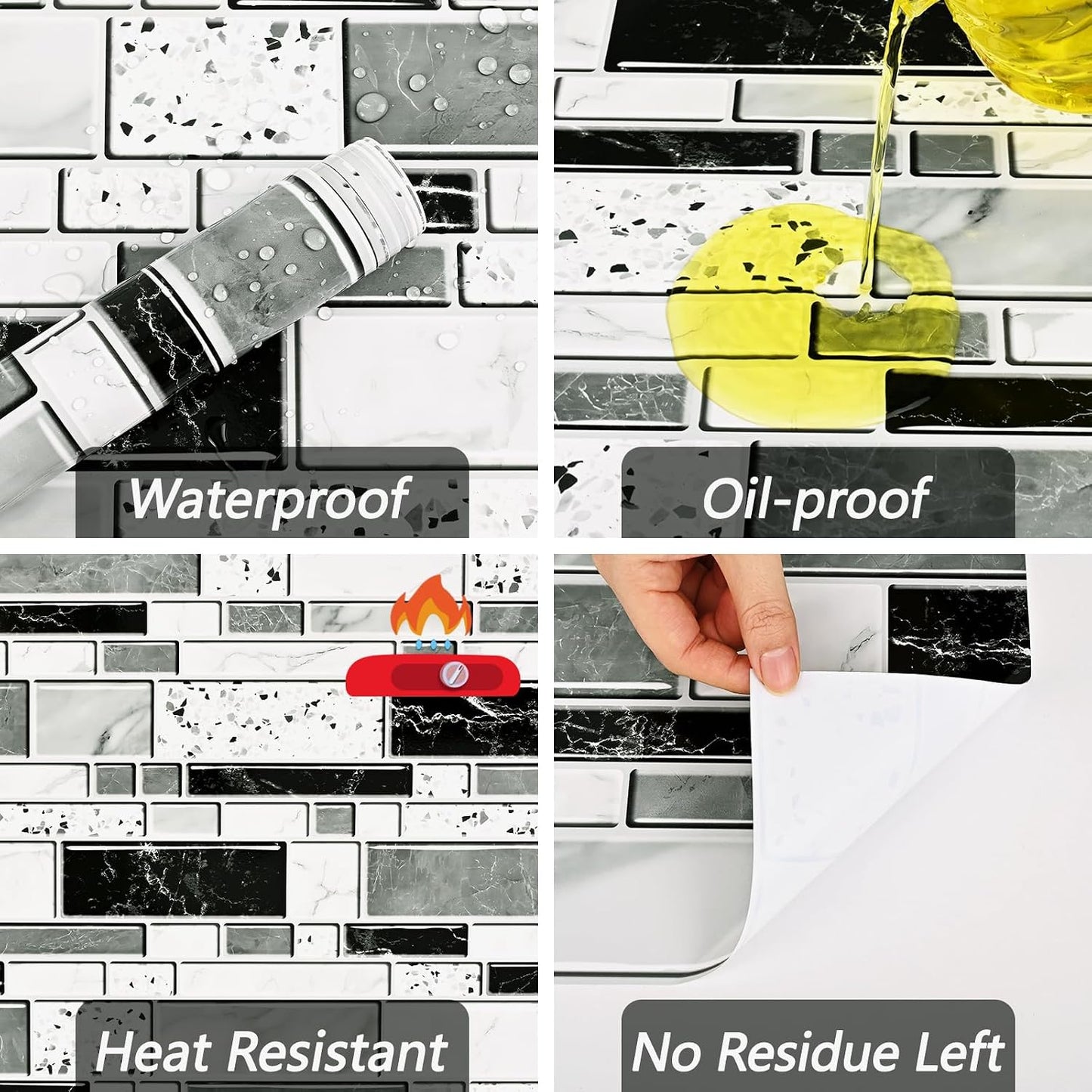 WENMER Peel and Stick Backsplash Wallpaper, Kitchen Backsplash Wallpaper, Kitchen Peel and Stick Wall Paper, Tile Contact Paper for Countertop, Bathroom 17.7"x 78.7"