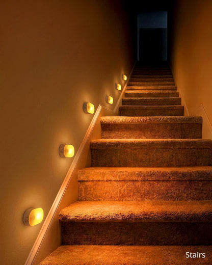 Lyridz Rechargeable Battery Night Light with Motion Sensor, Portable Mini Warm White LED Stick-on Closet Light, Adjustable Brightness for Bathroom, Bedroom, Kitchen, Cabinet, Stairs, Hallway, 2-Pack