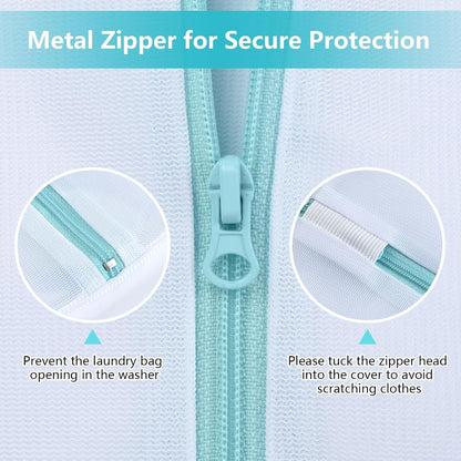 OTraki Large Mesh Laundry Bags 28x35 inch Zipper Mesh Lingerie Bags for Washing Delicates Net Laundry Mesh Bag Machine Washable for Dorm Hotel Camp Don't Drying, Melting 140-176℉, White
