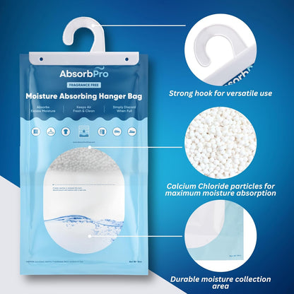 Absorb Pro - Moisture Absorber Tub with Activated Charcoal - 3-Pack - 18 oz Disposable Odor Eliminator Box & Dehumidifier for Garage, Home, Kitchen, Bedroom, Bathroom, Closet, Cars, and Boats