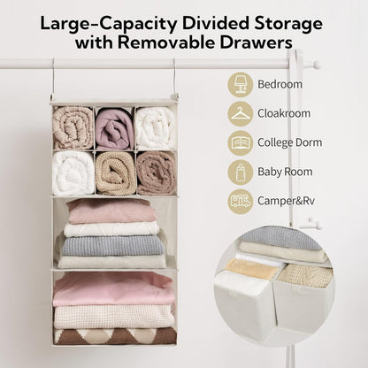 GRANNY SAYS 3-Shelf Hanging Closet Organizer and Storage, Collapsible Hanging Closet Shelves, Hanging Organizer for Closet & RV, Gray, 29 ½" H X 12" W X 12" D, 1-Pack