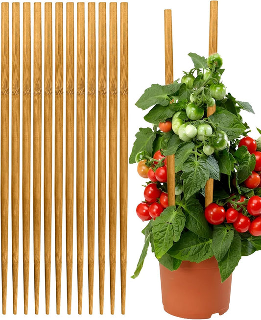 12 Pack 17.5 Inch Plant Stakes for Indoor Plants,Bamboo Sticks for Plants Bamboo Poles Plant Support Stakes Garden Supplies Tomato Trellis for Outdoor Plants