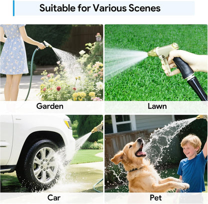 Garden Hose Nozzle, Heavy Duty Metal Spray Nozzle | Upgraded, High Pressure, Adjustable Spray Patterns, For Watering Plants, Car Washing, Pet Showering
