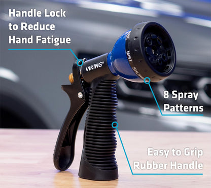 VIKING Hose Nozzle, Garden Hose Nozzle with 8 Spray Patterns, Adjustable and Heavy Duty for Washing Car, Watering Plants, Washing Pets, and Home Use