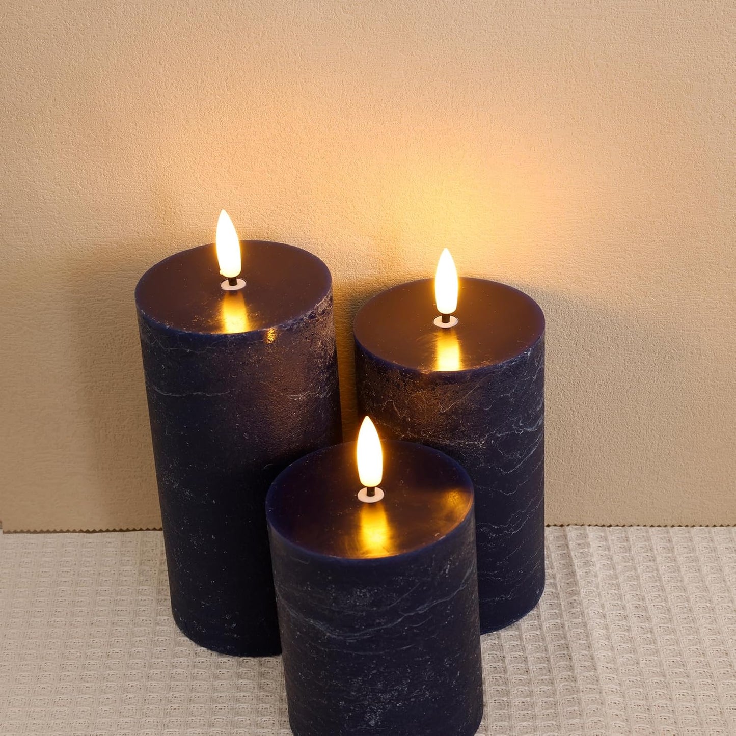 White Flameless Pillar Candles, Battery Operated Wax Candles with Remote, Flat Top Flickering Flameless Candles, LED Candle for Home, Wedding, Party Decor, Set of 3, Φ 3" H 4" 5" 6"