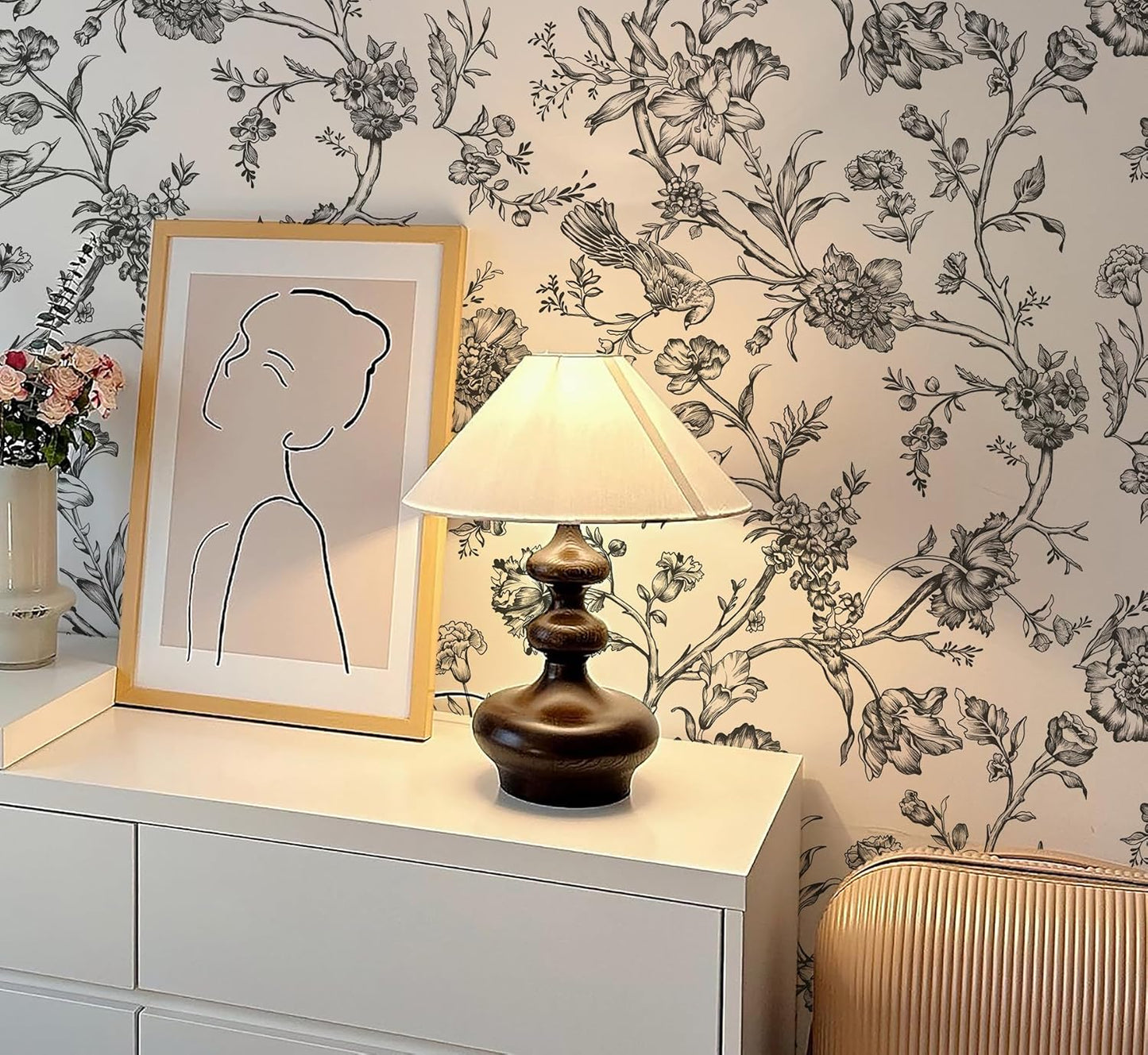 Safiyya Peel and Stick Wallpaper Vintage Floral Contact Paper 17.3" x 78.7" Wall Paper Renter Friendly Self Adhesive Removable Wallpaper for Bathroom Vinyl