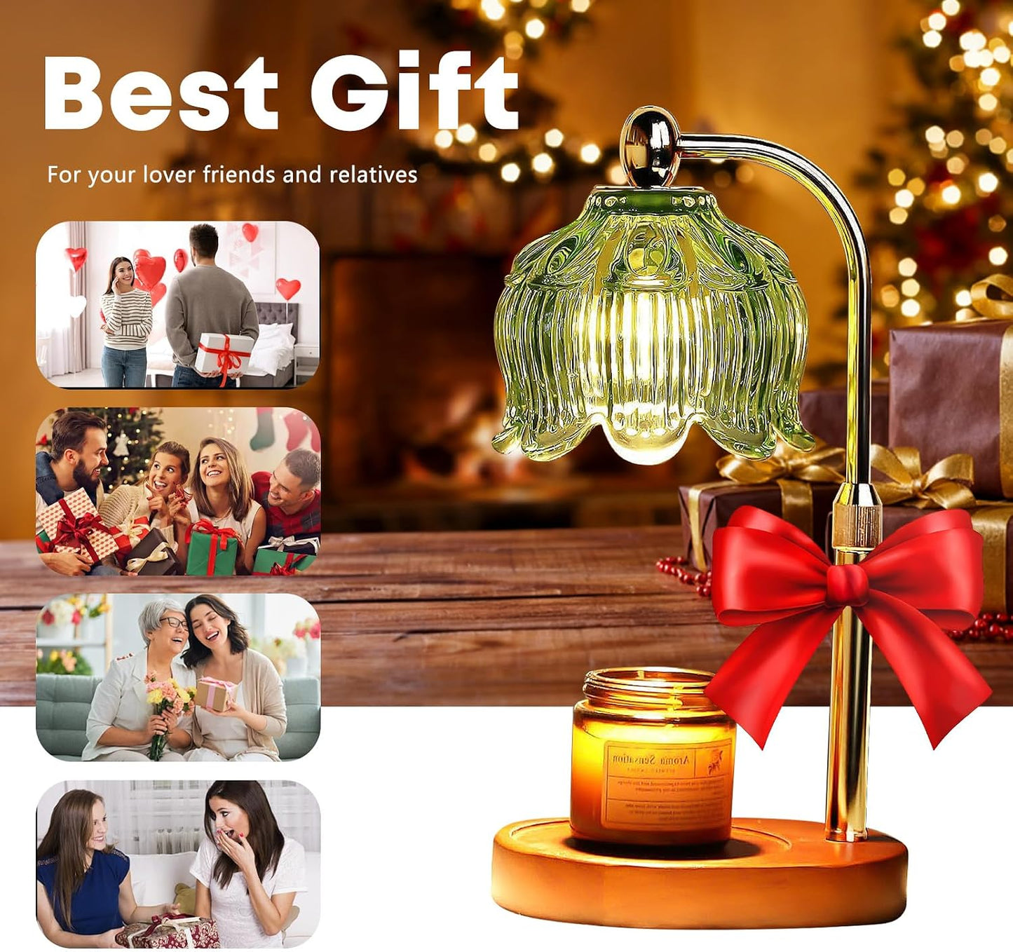 Fragrance Candle Warmer Lamp with 2 Bulbs Electric Candle Warmer with Timer & Dimmer for Home Decor