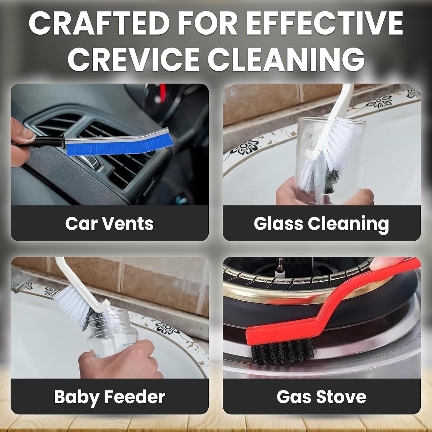 14 Pcs Crevice Cleaning Brush Set – Hard Bristle Cleaning Tools for Grout, Tile Floors, Gaps & Narrow Spaces – Multi-Purpose Grout Scrub Brush for Cleaning Bathroom, Shower, Window Tracks, Kitchen