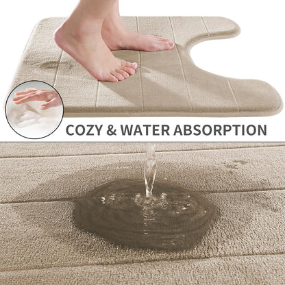 Yimobra Memory Foam Bath Mat, Super Soft Absorbent Bathroom Rug Non Slip, Quick Dry, Machine Washable Floor Carpet for Tub Shower, Home Decor Accessories, 24x17, Grey
