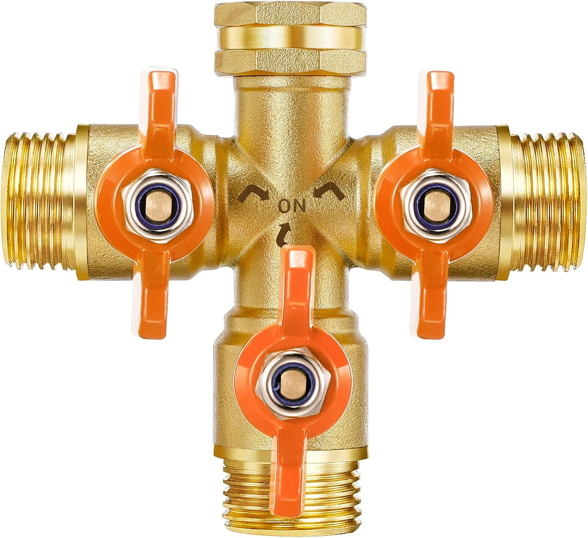 Garden Hose Splitter 3/4" GHT Full Flow 2 Way Brass Hose Splitter Heavy Duty All Metal Hose Y Splitter with Shutoff Outdoor Faucet Water Hose Splitter Y Valve Tap Adapter for Outdoor Garden