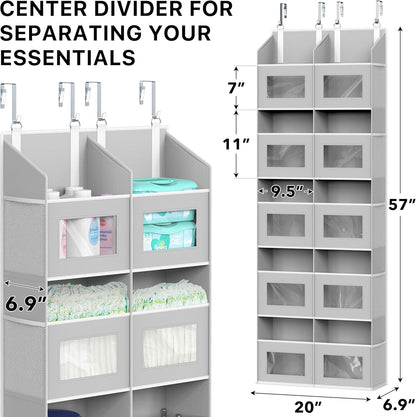 Simple Houseware Extra Large Heavy Duty Over the Door Organizer with 10 Clear Window Pockets, 80 lbs Capacity for Pantry, Closet, Bathroom, Gray