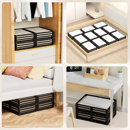 Wisuce 2 Packs Bamboo Under Bed Storage Organizer with Wheels White Small | 360° Lockable Wheels,120lbs Load Capacity, Multi-scene ,Dustproof Clear Storage Bag, Large Capacity,Easy Quick Assembly