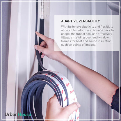 Neoprene Waterproof Rubber Foam 1/2” (w) x 1/4” (h) x 24 feet Long Weather Stripping Door Seal Insulation Shock-Absorbing 3M Self-Adhesive Tape for Door Frames, Windows – Black, 1 Continuous Roll