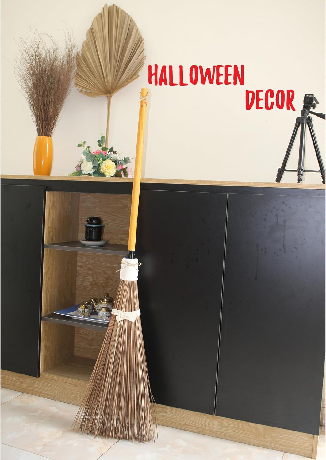Coconut Broom - 55 Inches Length, Heavy Duty Broom for Sweeping Patio, Garden, House, Garage and Other Outdoor Spaces.