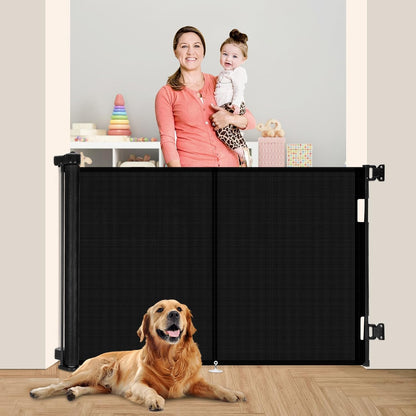 Miumoon 71 inch Retractable Baby Gates 42 inch Tall, Retractable Gate with Reinforced Strip Design to Prevent Crawling Through, 6 FT Retractable Dog Gate for Stairs, Doorways, Hallways, Indoor/Outdoor