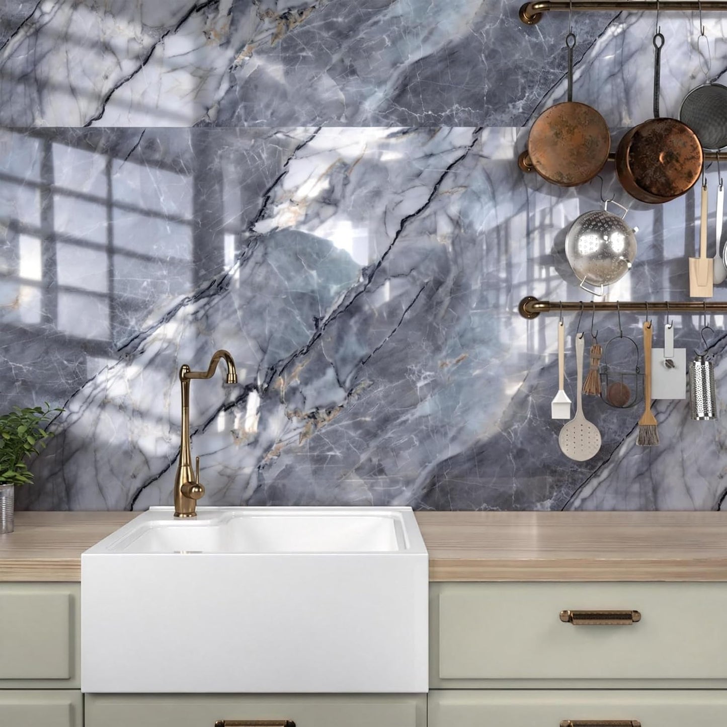 Marble Peel and Stick Waterproof Wall Paneling, 118" x 47" Carrara White Matte Finish Self-Adhesive Backsplash Tile Vinyl Wall Panel for Kitchen Bathroom Wall Decor, Covers 38.75 Sq. Ft.
