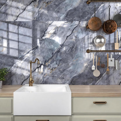 Marble Peel and Stick Waterproof Wall Paneling, 118" x 47" Carrara White Matte Finish Self-Adhesive Backsplash Tile Vinyl Wall Panel for Kitchen Bathroom Wall Decor, Covers 38.75 Sq. Ft.