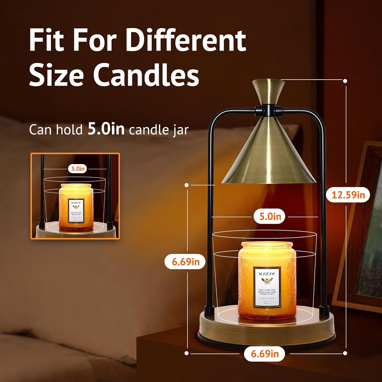 XJZJY Candle Warmer Lamp with Timer Dimmer,Unique Birthday Gifts for Women Mom,House Warming Gifts New Home Room Decor,Wax melt Warmer for Scented Wax Jar Candles,Black-Large