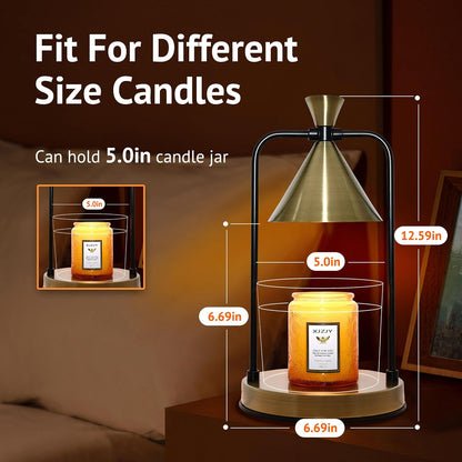 XJZJY Candle Warmer Lamp with Timer Dimmer,Unique Birthday Gifts for Women Mom,House Warming Gifts New Home Room Decor,Wax melt Warmer for Scented Wax Jar Candles,Black-Large