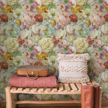Simon&Siff Floral Peel and Stick Wallpaper 17.3"x80" Pink Watercolor Flowers Wall Murals Removable Wall Paper for Bedroom Bathroom Cabinet Renter Friendly