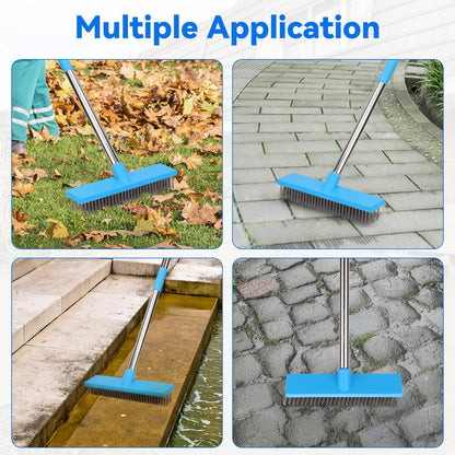 Heavy Duty Wire Broom with 70.8" Telescopic Handle: Stainless Steel Outdoor Broom for Cleaning Moss Concrete Floors Grout Gardens Patio Deck Concrete Garage