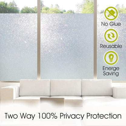 KESPEN Window Privacy Film Frosted Glass Heat Control UV Blocking Privacy Window Film for Glass Windows Static Cling Non-Adhesive Door Coverings Decals for Bathroom Home Office,17.5 Inch X 6.5 Feet