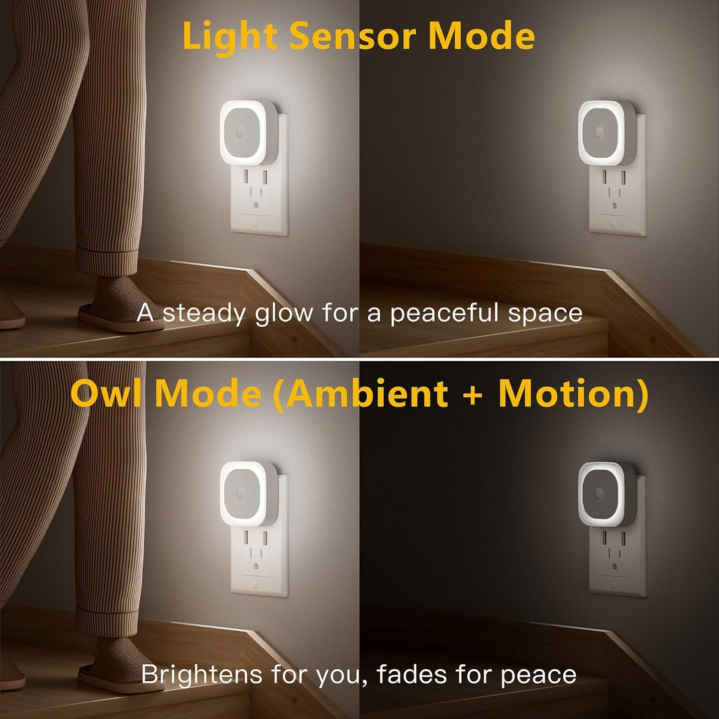 YUNLEX 2 Pack Plug in Red Sleep Night Light with Motion Sensor & Dusk to Dawn Sensor, Soft Glow, 0% Blue Light, Dimmable, Auto On/Off, LED Lights for Bedroom, Kids, Bathroom, Hallway, as Mother Gifts
