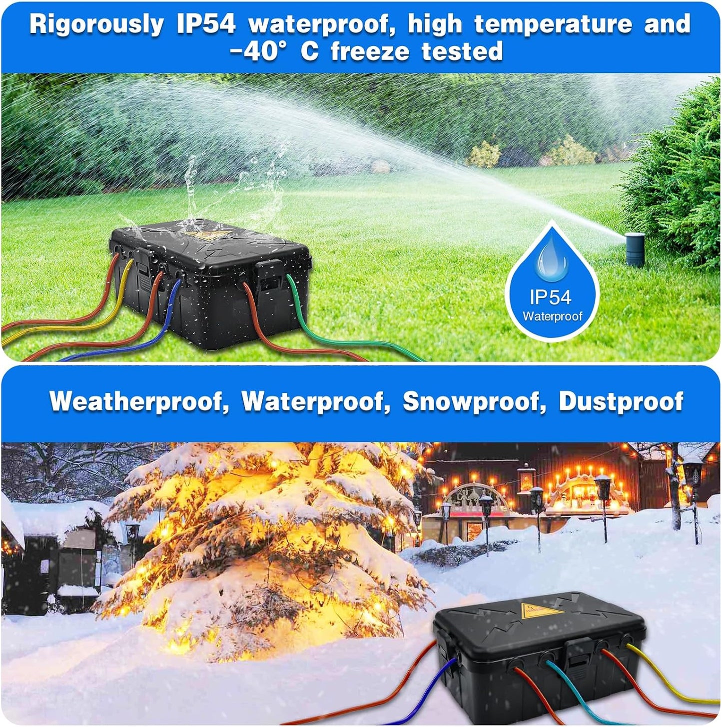 Hrensaw Large Outdoor Electrical Box(12.5x8.5x5inch),IP54 Waterproof Outdoor Outlet Covers,Weatherproof Extension Cord Covers Protect Outlet,Plug,Timer,Power Strip,Holiday Light,Green