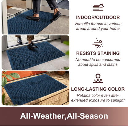 Mibao Front Door Mat, Heavy Duty Durable Welcome Mat for Outdoor Indoor, Dirt Trapper Waterproof Super Absorbent Door Mat for Entryway Outside Patio Porch, 29.5" x 17", Grey