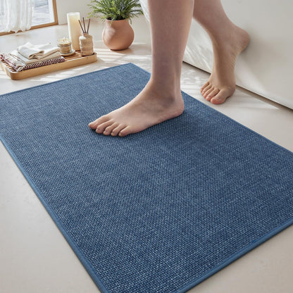MontVoo Bath Mat Rug-Ultra Thin Non Slip Bath Mats for Bathroom Mat Quick Dry, Rubber Backing Washable Bathroom Rugs Fit Under Door, Absorbent Bath Rugs for Floor,17"x24",Khaki