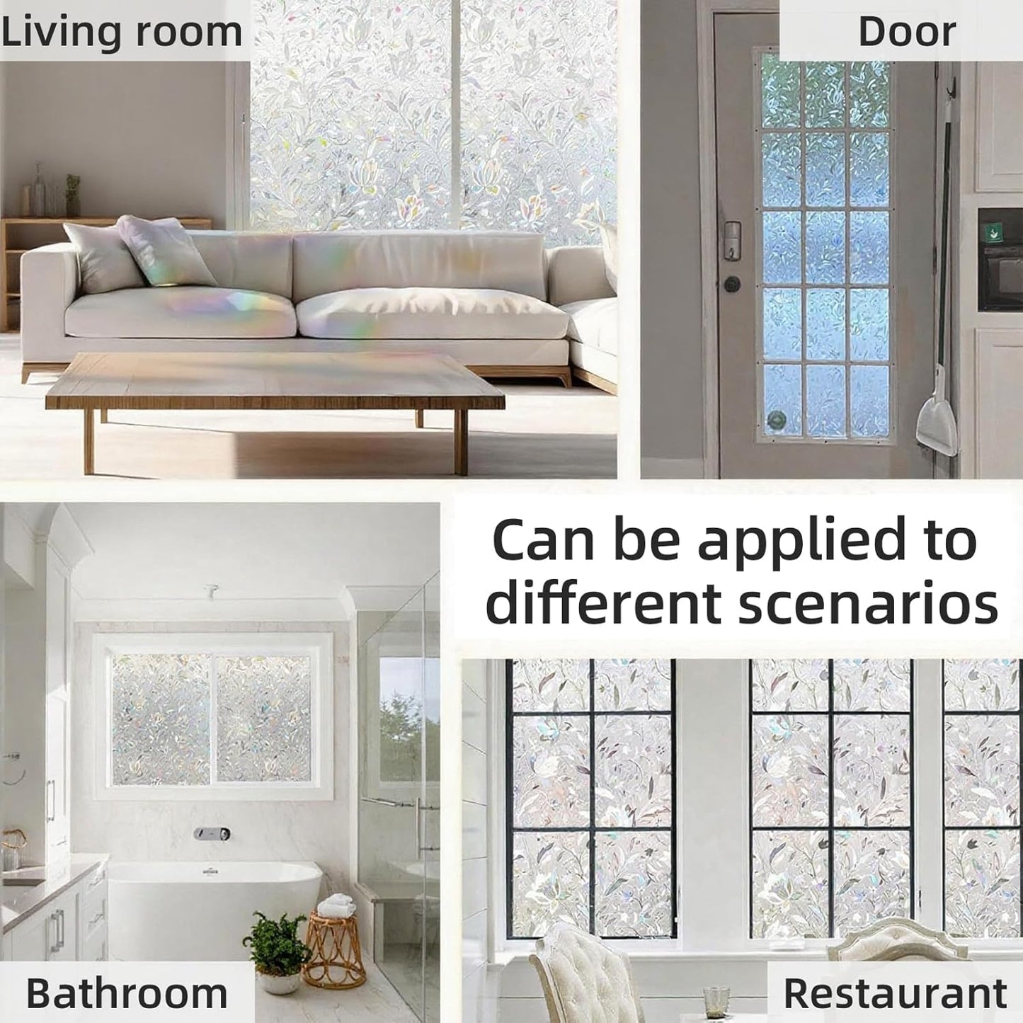 Frosted Window Privacy Film Static Cling, Removable Reusable Glass Sticker, Anti-UV Heat Blocking Decorative Window Film for Home Bathroom Bedroom with Installation Tools Frosted White 17x78inch