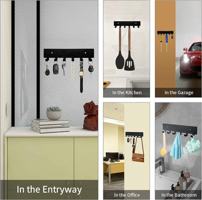 GTK Key Holder for Wall, Key Hooks with 6 Hooks, Wall Mounted Key Holder for Hallway, Self Adhesive Key Rack(White)