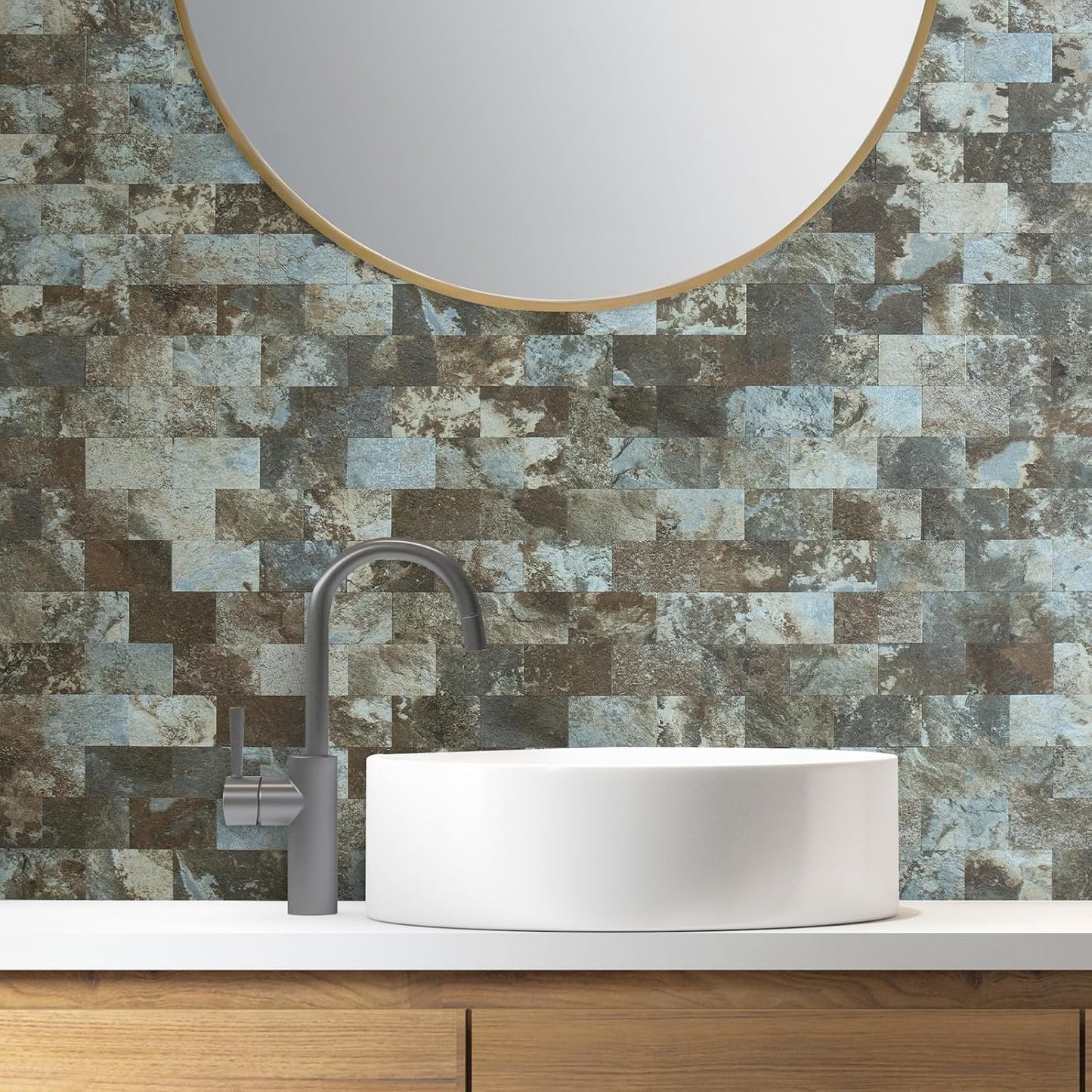 DICOFUN 10-Sheet Polished White Thick PVC Peel and Stick Backsplash, Ceramic Look Subway Tile White Kitchen Backsplash Peel and Stick Wall Tiles