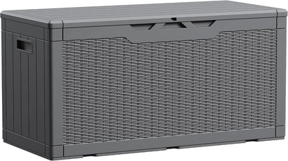 Devoko 100 Gallon Waterproof Large Resin Deck Box Indoor Outdoor Lockable Storage Container for Patio Furniture Cushions Garden Tools (100 Gallon, Black)