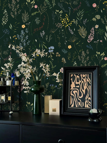 Dimoon 17.3''x78.7'' Vintage Peel and Stick Wallpaper Boho Beige Neutral Contact Paper White Floral Bird Wallpaper Removable Botanical Renter Friendly Modern Wall Paper Bedroom Bathroom Vinyl Roll
