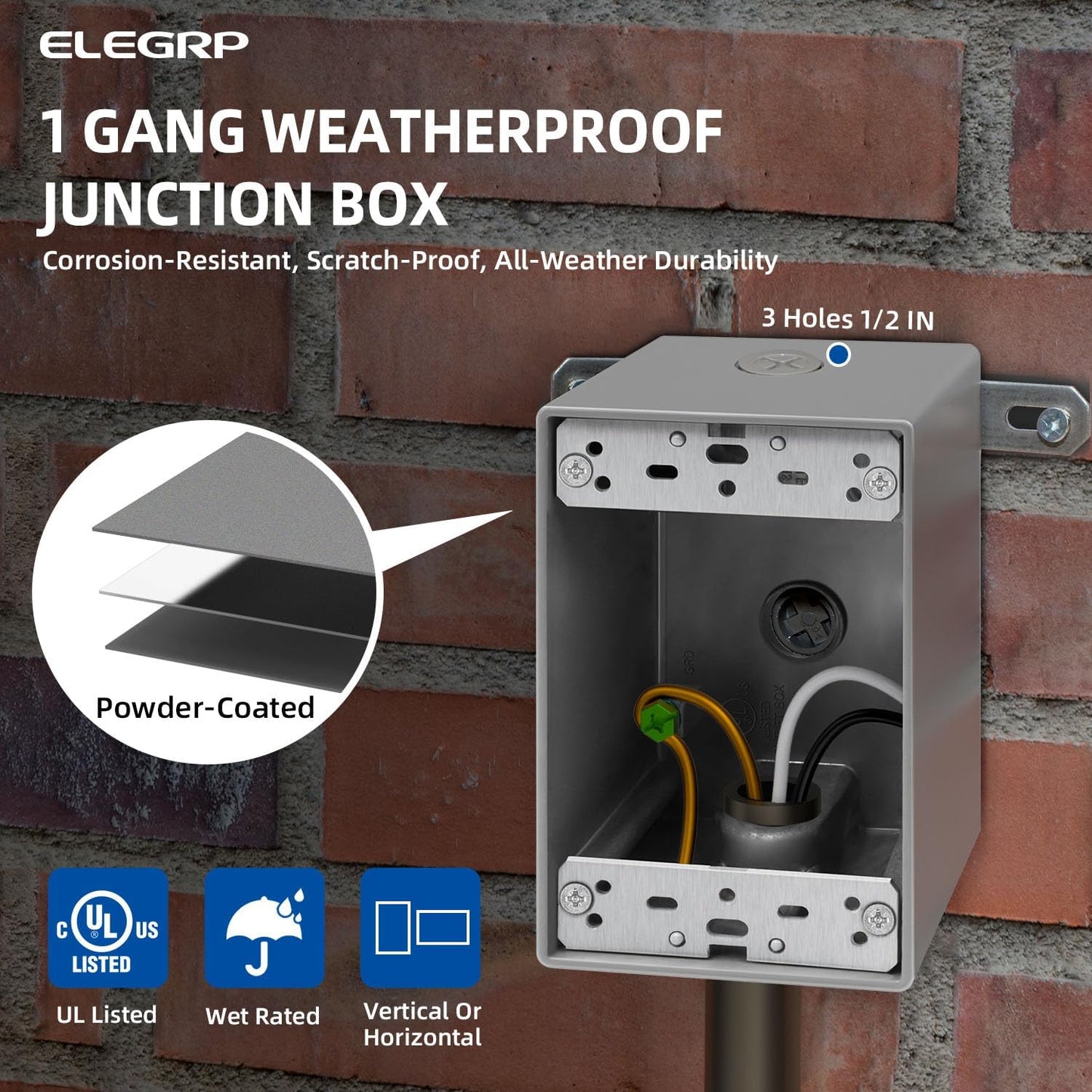 ELEGRP Weatherproof Outdoor Outlet in-Use Cover, Horizontal/Vertical Mount, Heavy-Duty Clear Cover for GFCI/Decorator Receptacles, Standard 1-Gang, UL/CUL Certified, 1 Pack