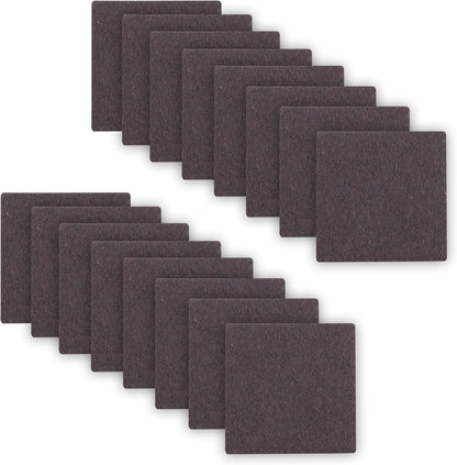 1.5inch Square Felt Furniture Pads, 16Pcs Self Adhesive Cuttable Felt Furniture Leg Pads Floor Protectors Furniture Sliders for Hardwoods Floors, Brown
