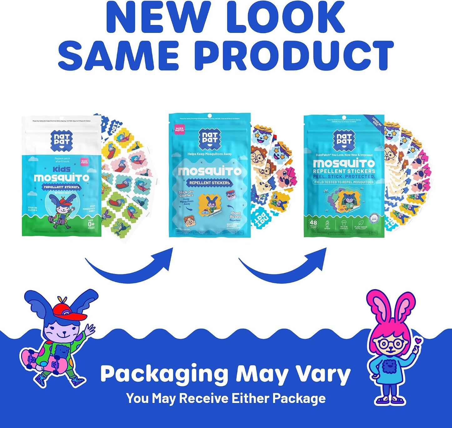 NATPAT Buzz Patch Mosquito Patch Stickers for Kids - Plant Based Ingredients, Non-Toxic - The Original All Natural Citronella Essential Oil Insect Patch, DEET Free, for Toddlers, Kids (48 Pack)