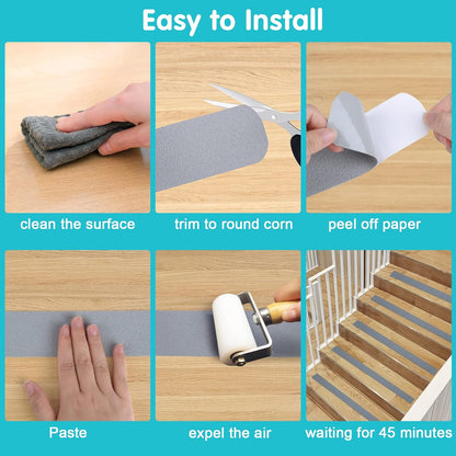 Qingluan Anti Slip Tape, Grip Tape for Stairs Indoor Waterproof, Rubber Grip Tape for Tubs, Stairs, Boats (Grey, 2 Inch x 33 Feet)