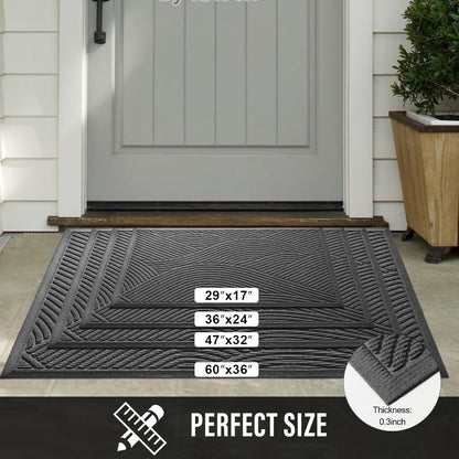 HIYARD Sturdy Front Door Mat, Absorbent Muddy Dirt Resist Welcome Door Mats Outdoor Indoor, Stain and Fade Resistant, Non-Slip Backing Entry Mat Low Profile Doormat for Entryway, 29×17, Beige