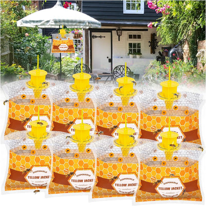 6 Pack Disposable Wasp Traps Outdoor Hanging Carpenter Bee Traps for Outside Yellow Jacket Trap Hornet Trap Wasp Catcher for Bug Flies Patio Garden