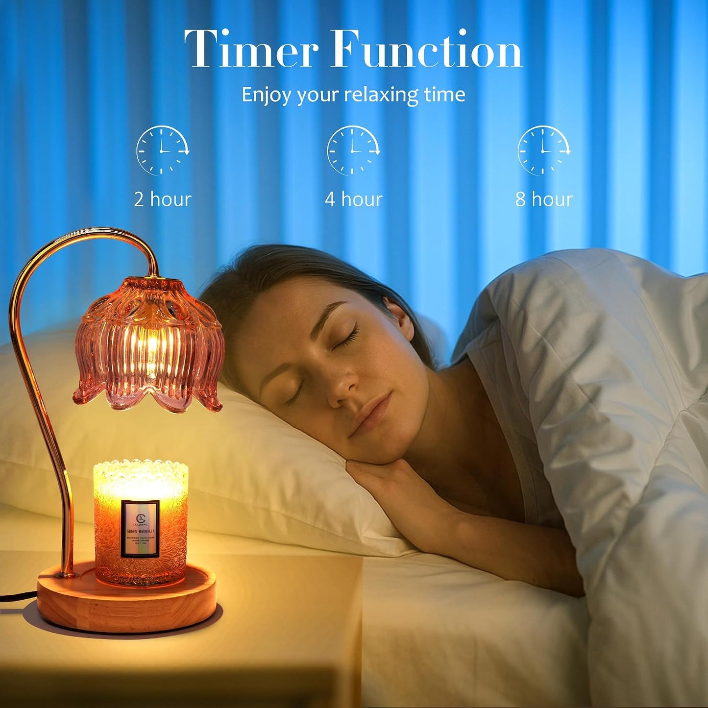 Flower Candle Warmer Lamp with Timer & Dimmer - Fits All Jar Scented Candles - Christmas & Mother's Day Gift for Women，Mom，Her