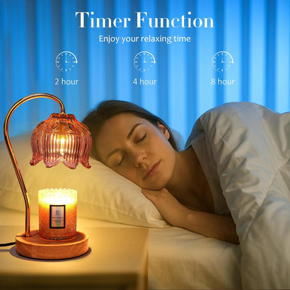 Flower Candle Warmer Lamp with Timer & Dimmer - Fits All Jar Scented Candles - Christmas & Mother's Day Gift for Women，Mom，Her